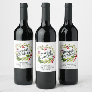 Rótulo De Garrafa De Cerveja Folhagem moderna de guirlanda de aquarela chique c
