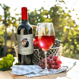 Rótulo De Garrafa De Cerveja Folhas de Foto Tropicais Simples de Casamento Eleg