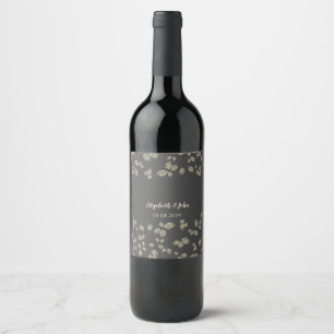 Rótulo De Garrafa De Cerveja Folhas de Ouro Chic Elegantes