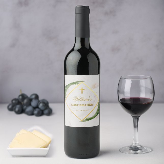 Rótulo De Garrafa De Cerveja Folhas de samambaia em mármore dourado falso para  (Criador carregado)