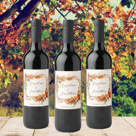 Rótulo De Garrafa De Cerveja Folhas Elegantes de Outono Aquarela Creme Casament