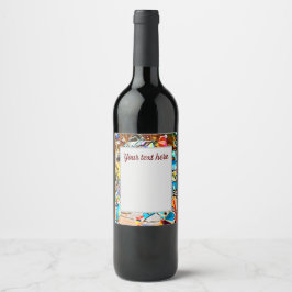 Rótulo De Garrafa De Cerveja Formas Abstratas Coloridas de Arco-íris