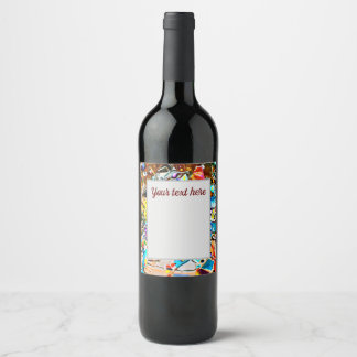 Rótulo De Garrafa De Cerveja Formas Abstratas Coloridas de Arco-íris