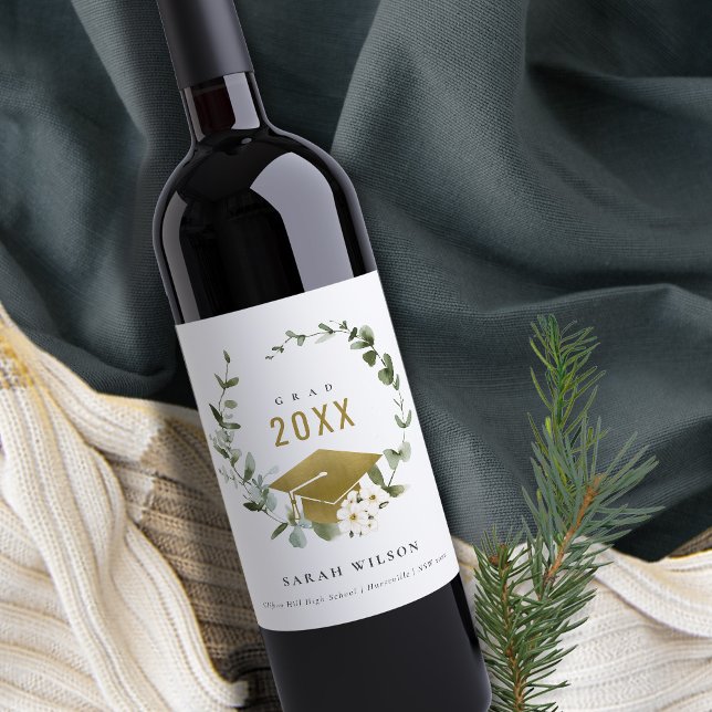 Rótulo De Garrafa De Cerveja Formatação Dourada do Leafy Botânico Elegante (Criador carregado)