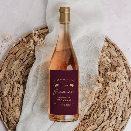 Rótulo De Garrafa De Cerveja Formatura Letra Dourada Burgundy 2026