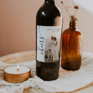 Rótulo De Garrafa De Cerveja Foto de Casamento Arquivo de Script Vertical