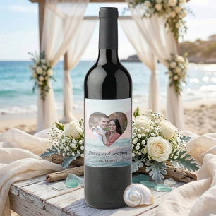 Rótulo De Garrafa De Cerveja Foto de Casamento Elegante e Única na Praia Costei