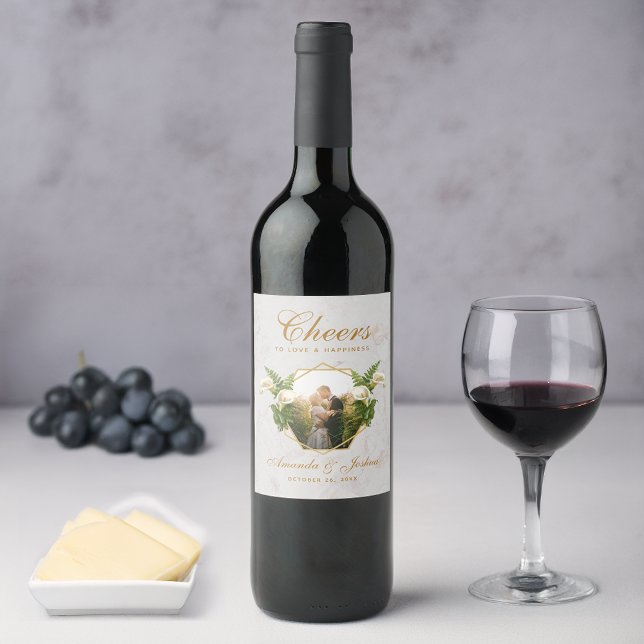 Rótulo De Garrafa De Cerveja Foto de Casamento Lírios de Calla Geométricos Flor (Criador carregado)