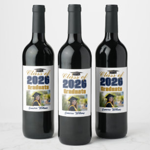 Rótulo De Garrafa De Cerveja Foto de Formatura da Turma de 2026 em Azul Marinho
