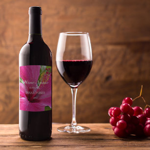 Rótulo De Garrafa De Cerveja Foto de Hibiscus Tropical Rosa Personalizada