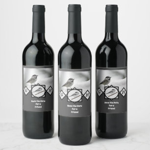 Rótulo De Garrafa De Cerveja Foto de Monograma Adorável de Chickadee Mountain