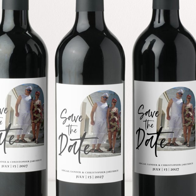 Rótulo De Garrafa De Cerveja Foto de script Salve a data Convite (Criador carregado)