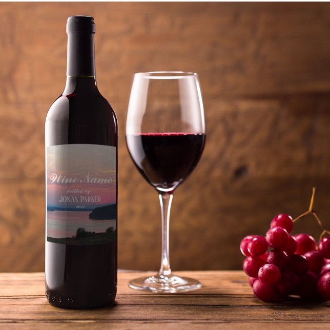 Rótulo De Garrafa De Cerveja Foto do Sunset Pink Seascape Personalizada (In Situ)