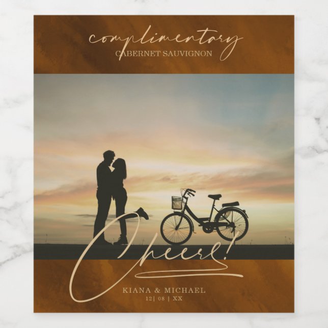 Rótulo De Garrafa De Cerveja Foto Dourada do moderno Marble ID816 (Rótulo Único)