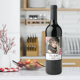 Rótulo De Garrafa De Cerveja Foto floral de listras brancas pretas de 60 anos