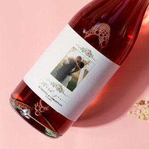 Rótulo De Garrafa De Cerveja Foto Floral Obrigado Casamento