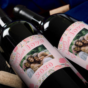 Rótulo De Garrafa De Cerveja Foto modelo rosa floral Feliz Dia das Galentinas F