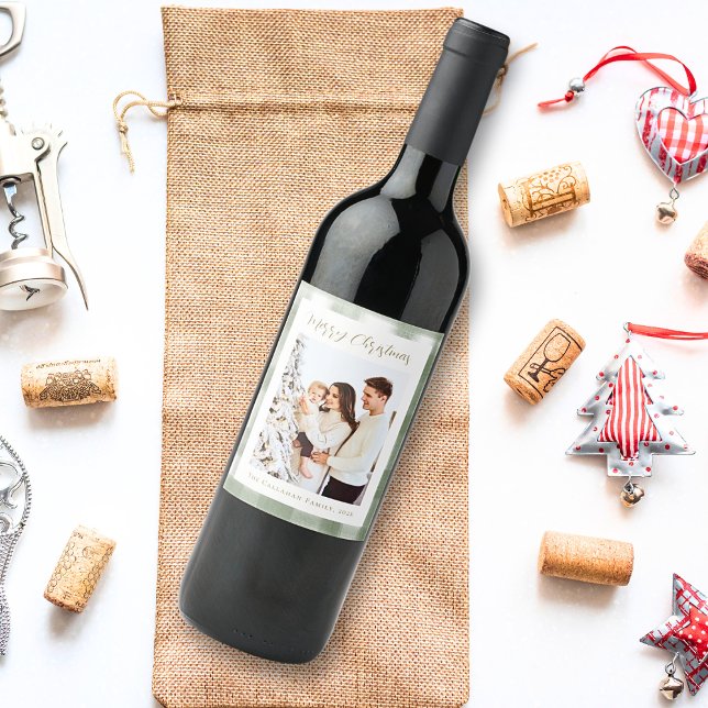 Rótulo De Garrafa De Cerveja Foto personalizada de Xadrez Gingham Verde e Bonit (Criador carregado)