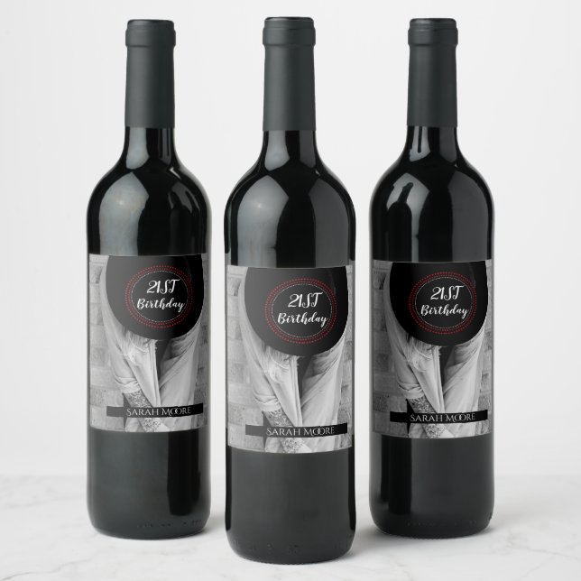 Rótulo De Garrafa De Cerveja Foto personalizada do aniversário de 21 anos da Bo (Garrafas)