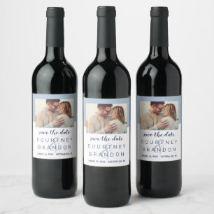 Rótulo De Garrafa De Cerveja Fotomontagem de Save the Date Azul Poeira da Marin