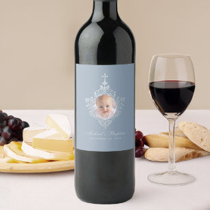 Rótulo De Garrafa De Cerveja Fotos de Batismo Menino Azul Poeira Cristal Vintag