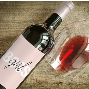 Rótulo De Garrafa De Cerveja Frase do Chefe da Garota Rosa do Pastel Moderno