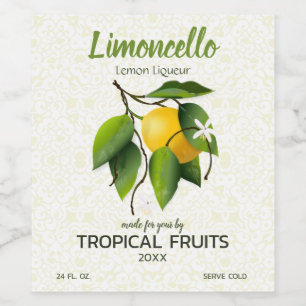 Rótulo De Garrafa De Cerveja Fruta cítrica de limão   Limoncello