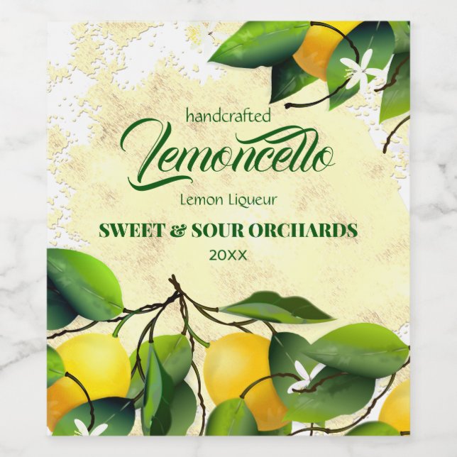 Rótulo De Garrafa De Cerveja Fruta cítrica limão Limoncello (Rótulo Único)