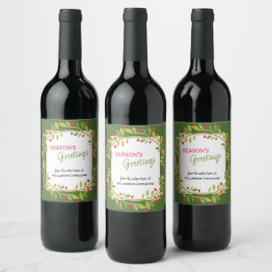 Rótulo De Garrafa De Cerveja Frutas Vermelhas Personalizadas Azevinho Verde Fol