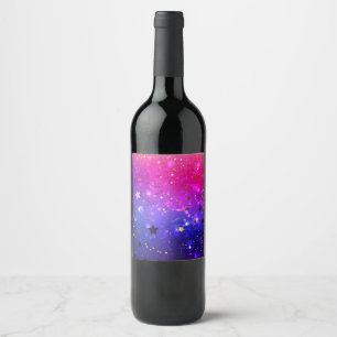 Rótulo De Garrafa De Cerveja Fundo Azul Cor-de-rosa brilhante