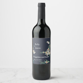 Rótulo De Garrafa De Cerveja Fundo do Marinho de Quadro de Flor Branco Retroati