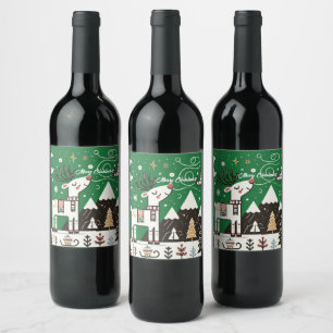 Rótulo De Garrafa De Cerveja Funny Nordic Reindeer Pattern