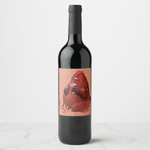 Rótulo De Garrafa De Cerveja Galinha vermelha gorda com vinho