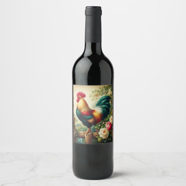 Rótulo De Garrafa De Cerveja Galo rústico/vintage (Frente)