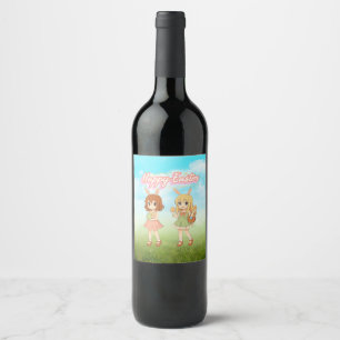 Rótulo De Garrafa De Cerveja Garotas fofas de anime coelhas da Páscoa