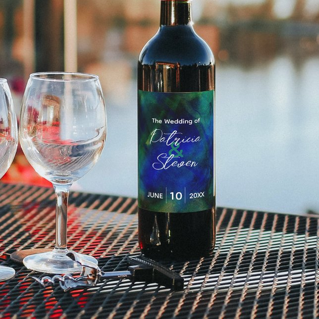 Rótulo De Garrafa De Cerveja Garrafa abstrato artística escura azul verde (Criador carregado)