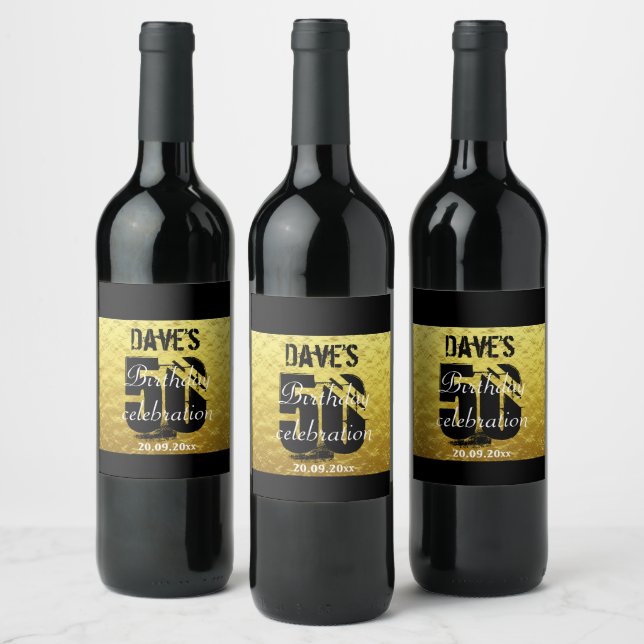 Rótulo De Garrafa De Cerveja Garrafa de Festa de aniversário Dourada 50º (Garrafas)