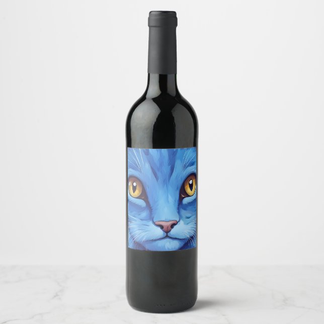 Rótulo De Garrafa De Cerveja Gato Azul Grande (Frente)