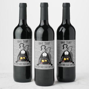 Rótulo De Garrafa De Cerveja Gato de Cabeça para Baixo Personagem de Desenho An