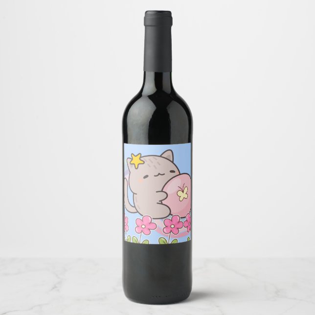 Rótulo De Garrafa De Cerveja gato fofo (Frente)