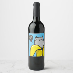 Rótulo De Garrafa De Cerveja Gato na banana