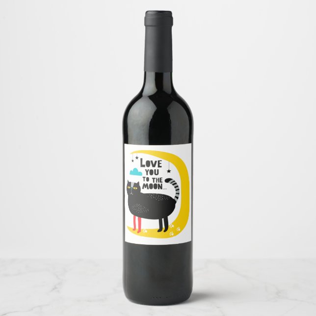 Rótulo De Garrafa De Cerveja Gato na lua (Frente)