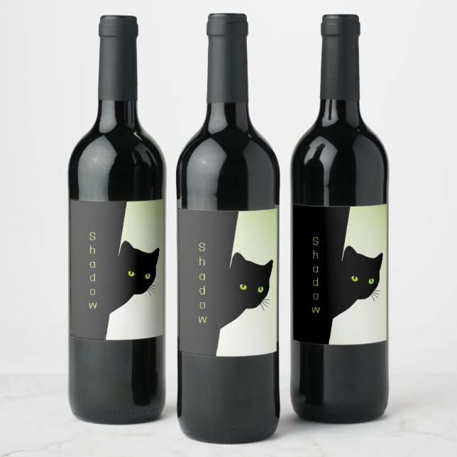 Rótulo De Garrafa De Cerveja Gato Negro Olhado Verde (Garrafas)