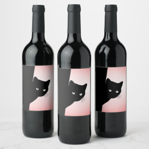 Rótulo De Garrafa De Cerveja Gato Preto de Vento Rosa