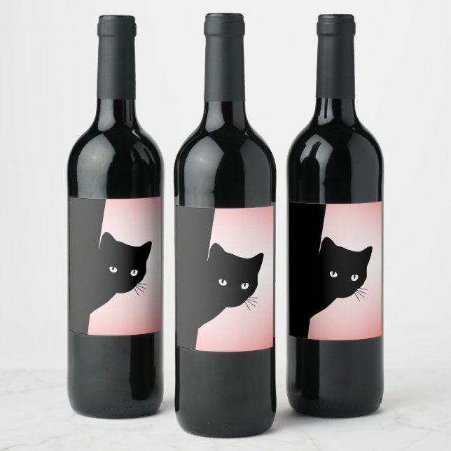 Rótulo De Garrafa De Cerveja Gato Preto de Vento Rosa (Garrafas)