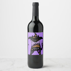 Rótulo De Garrafa De Cerveja Gato Preto Retro Divertido Halloween 