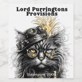 Rótulo De Garrafa De Cerveja Gato Steampunk Incrível