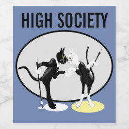 Rótulo De Garrafa De Cerveja Gatos da alta sociedade vestidos de preto e branco