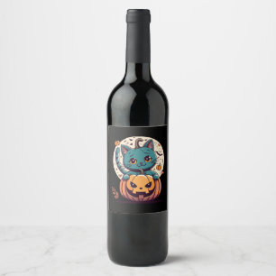 Rótulo De Garrafa De Cerveja Gatos e Abóboras para um Feliz Halloween!