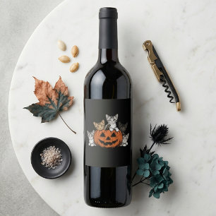 Rótulo De Garrafa De Cerveja Gatos Retro de Halloween em Abóbora na Temporada A